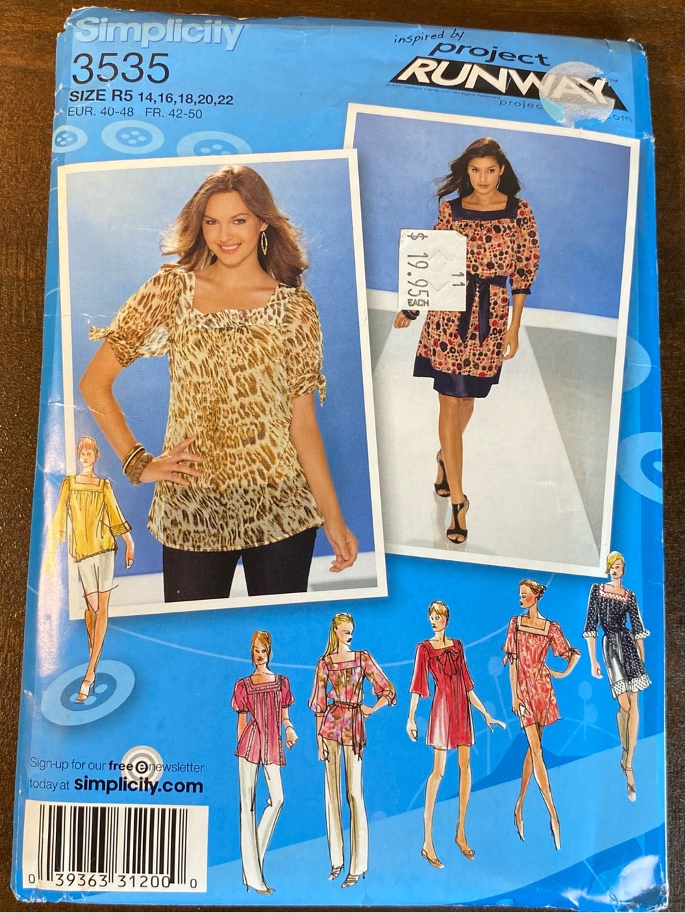Simplicity 3535 Project Runway Sewing Pattern Misses Dress Top Size 14-22 R5